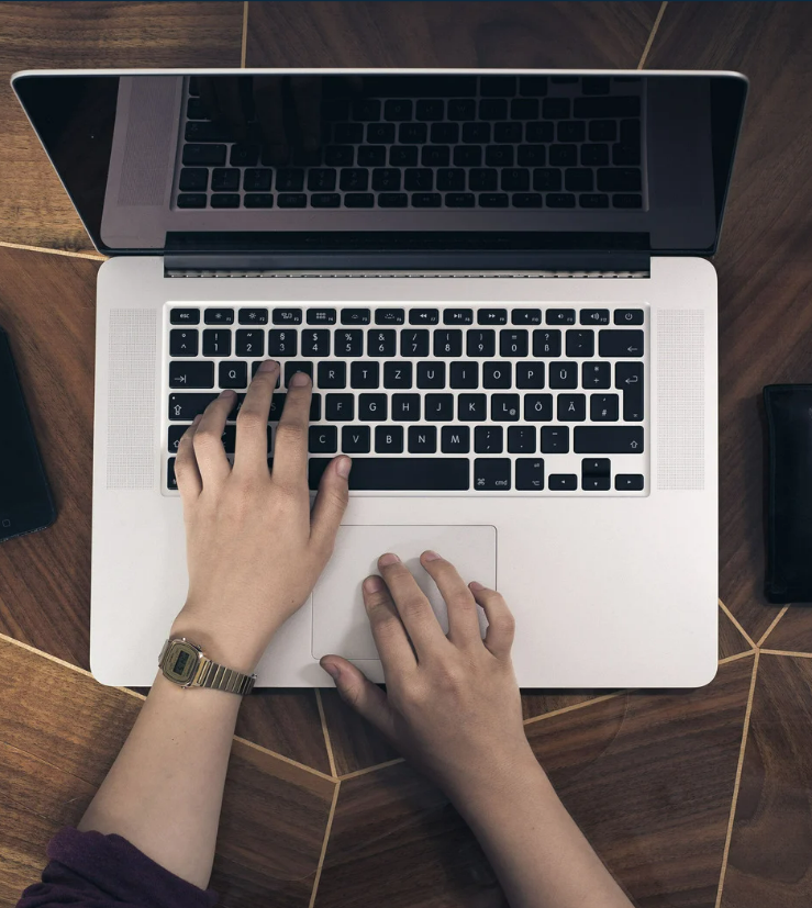 Hands on laptop - productivity